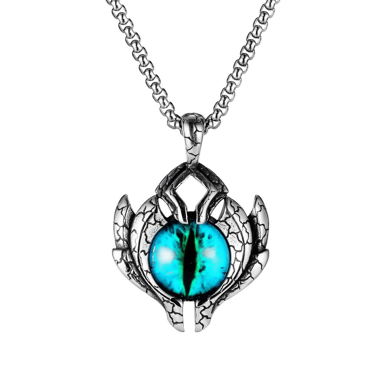 Wholesale Turkish Devil Eye Dark Skull Blue Eye Pendant Stainless Steel Necklaces
